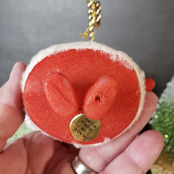 Cute MCM Vintage Christmas Red Flocked Mrs Claus Ornament 4" Made in Hong Kong - Picture 4 of 8